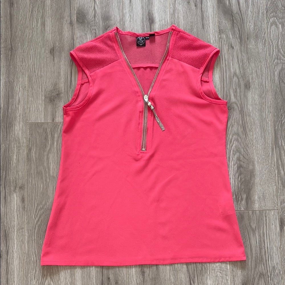 Toi et Moi Pink Sleeveless Tie Front Blouse